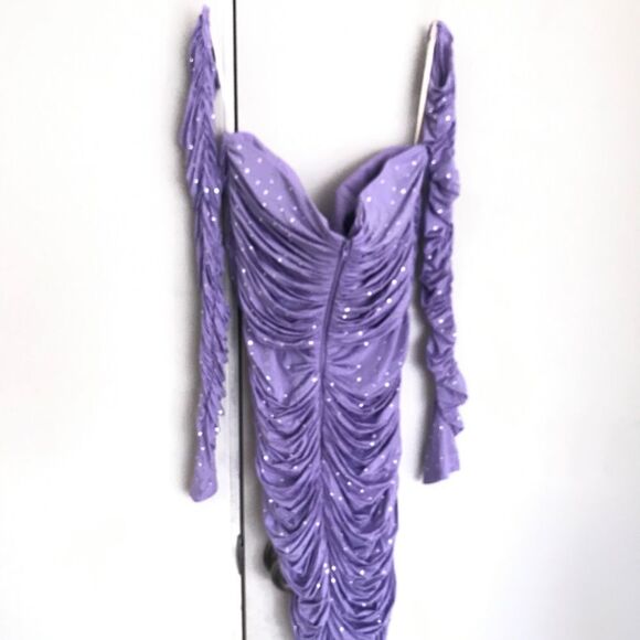 NWOT Alex Perry embellished rouched dress purple - Picture 12 of 12